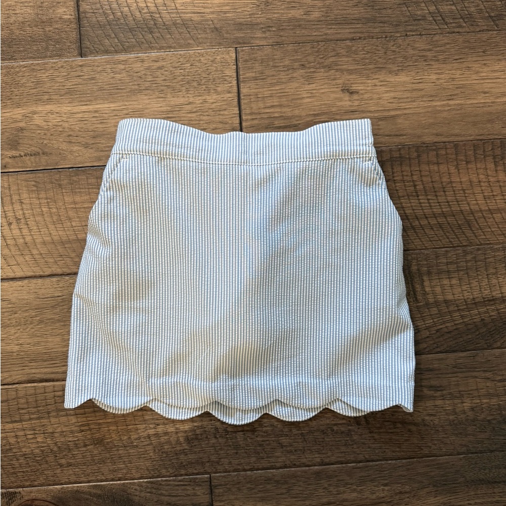 Vineyard Vines Girls Scalloped Harbor Skirt Seersucker Blue NEW size S/9-10